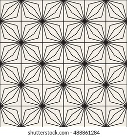 Vector Seamless Black and White Lines Grid Pattern. Abstract Geometric Background Design