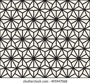 Vector Seamless Black and White Lines Grid Pattern. Abstract Geometric Background Design