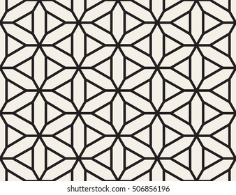 Vector Seamless Black and White Lines Grid Pattern. Abstract Geometric Background Design