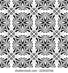 Vector Seamless Black White Monochrome Vintage Pattern. Retro Background