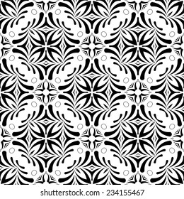 Vector Seamless Black White Monochrome Vintage Pattern. Retro Background