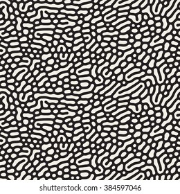 Vector Seamless Black and White Organic Rounded Lines Biological Pattern Abstract Background