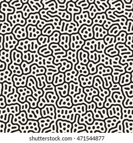 Vector Seamless Black and White Organic Lines Pattern. Abstract Freehand Background Design
