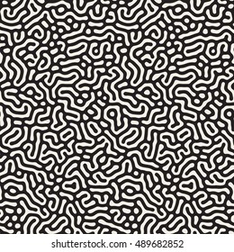 Vector Seamless Black and White Organic Lines Pattern. Abstract Freehand Background Design
