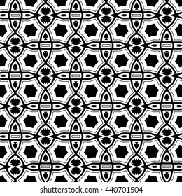 Vector Seamless Black and White Ornamental Pattern.