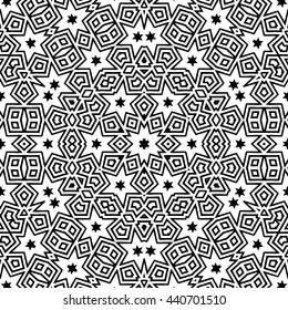 Vector Seamless Black and White Ornamental Pattern.
