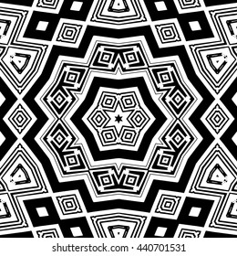 Vector Seamless Black and White Ornamental Pattern.