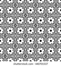 Vector Seamless Black and White Ornamental Pattern.