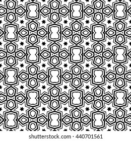 Vector Seamless Black and White Ornamental Pattern.