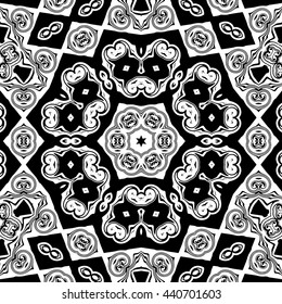 Vector Seamless Black and White Ornamental Pattern.