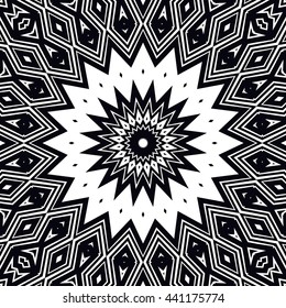 Vector Seamless Black and White Ornamental Pattern.