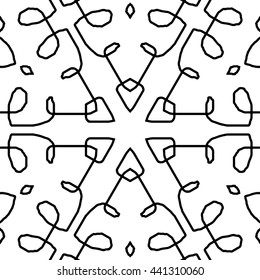 Vector Seamless Black and White Ornamental Pattern.