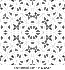 Vector Seamless Black and White Ornamental Pattern.