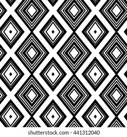 Vector Seamless Black and White Ornamental Pattern.