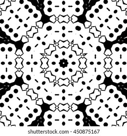 Vector Seamless Black and White Ornamental Pattern.