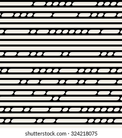 Vector Seamless Black And White Parallel Lines And Dots Pattern 