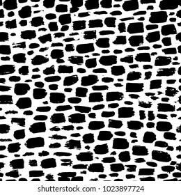 Vector seamless black and white pattern with brush strokes. The creative monochrome hand drawn background for your design. Textile, blog decoration, banner, poster, wrapping 