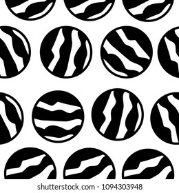 Vector seamless black and white pattern in polka dot design on a white 