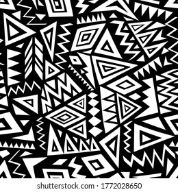 vector seamless black and white pattern with abstract lines. geometric art print. fashion 80s-90s. memphis style design. ethnic hipster backdrop. hand drawn. Wallpaper, cloth design, fabric, textile