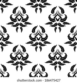 vector seamless black and white pattern. flower background. for wallpaper or textile
