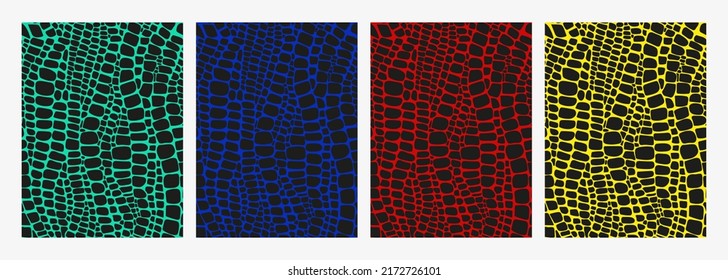 Vector seamless black and white pattern of snake and crocodile skin on an isolated white background. Stock texture of the animal. Fashion design, print on fabric wallpaper, website template design.