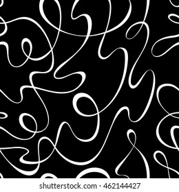 Vector seamless black and white pattern with loops