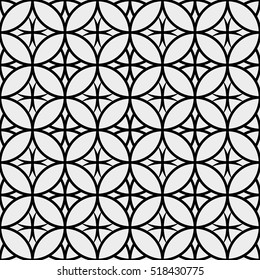 Vector Seamless black and white pattern. Sacred Geometry. Circle template. abstract background