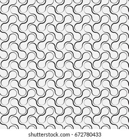 Vector seamless black and white pattern with rounded lines. Abstract seamless pattern. Texture with monochrome elements.