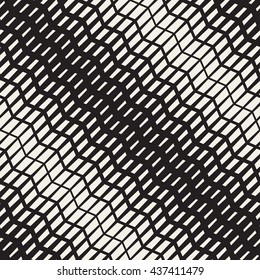 Vector Seamless Black And White Pavement Halftone Diagonal Lines Geometric Pattern. Abstract Geometric Background Design