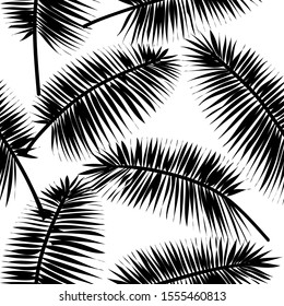 Vector seamless black and white plant pattern. Abstract decorative background. Floral design for fashion print, backgrounds, and wrapping.