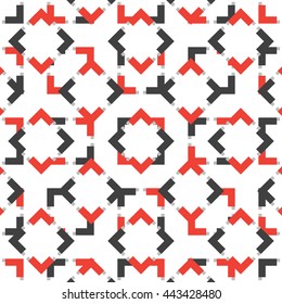 Vector seamless black white red pattern. Modern geometric fashion ornament. Intelligent design. Fabric print