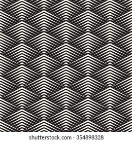 Vector Seamless Black and White Rhombus Grid Corner Sharp Lines Geometric Pattern Abstract Background