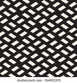 Vector Seamless Black and White Rhombus Grid Rectangles Pavement Geometric Pattern Abstract Background
