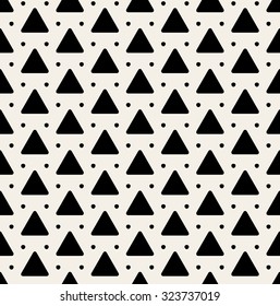 Vector Seamless Black And White Rounded Triangle Dots Pattern Background