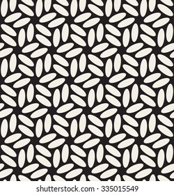 Vector Seamless Black & White Rounded Ellipses Hexagonal Floral Pattern Abstract Background