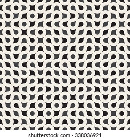 Vector Seamless Black and White Rounded Circle Maze Line Pattern Abstract Background