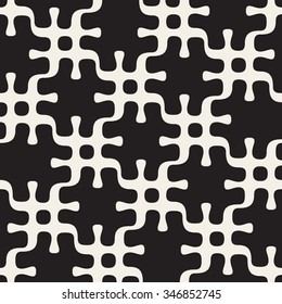 Vector Seamless Black And White Rounded Hash Tag Symbol Interlacing Lines Checkerboard Pattern Abstract Background