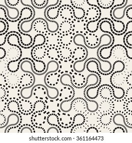 Vector Seamless Black and White Rounded Dash Line Cross Pattern Abstract Background