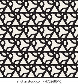 Vector Seamless Black and White Rounded Triangle Shapes Pattern. Abstract Geometric Background Design