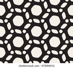 Vector Seamless Black and White Rounded Lines Pattern. Abstract Geometric Background Design