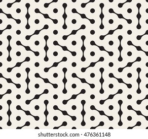 Vector Seamless Black and White Rounded Lines Pattern. Abstract Geometric Background Design