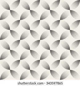 Vector Seamless Black And White Stippling Arc Circle Shapes Gradient Halftone Dot Work Pattern Abstract Background