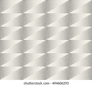 Vector Seamless Black and White Stippling Halftone Gradient Rhombus Pattern. Abstract Geometric Background Design