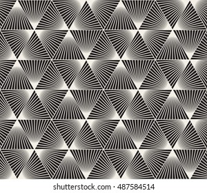 Vector Seamless Black and White Triangle Lines Grid Pattern. Abstract Geometric Background Design