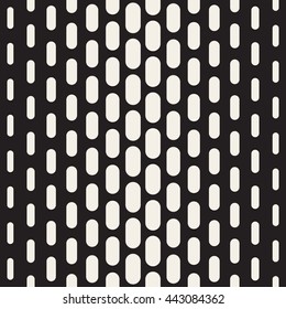 Vector Seamless Black And White Vertical Rounded Rectangle Geometric Pattern. Abstract Geometric Background Design