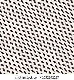Vector Seamless Black and White Wavy Lines Simple Pattern. Abstract Geometric Background