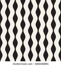 Vector seamless black and white wavy lines pattern. Abstract geometric simple background design.