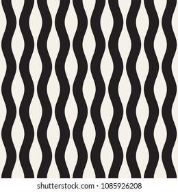 Vector seamless black and white wavy lines pattern. Abstract geometric simple background design.