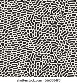 Vector Seamless Black And White Wavy Organic Rounded Shapes Foam Pattern Abstract Background