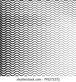 Vector Seamless Black And White Wavy Lines Pattern Abstract Background